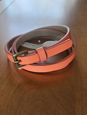 NWT American Eagle Neon Orange Skinny Patent Leather Belt - Size L (32" - 34")
